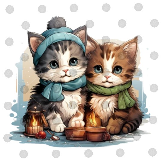 chubby kittens in Christmas stockings hanging Digital Files