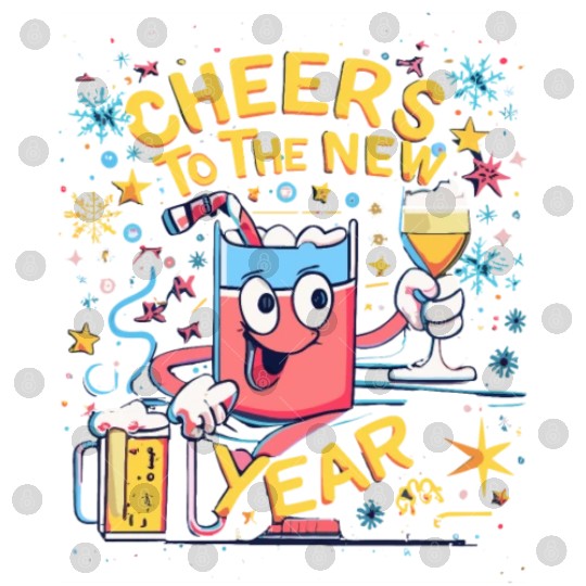 NYE Cheers To The New Year Happy Winter Holiday Digital Files