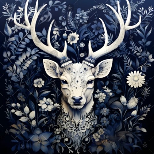 Enchanted Forest Deer Winter Bloom Digital Files