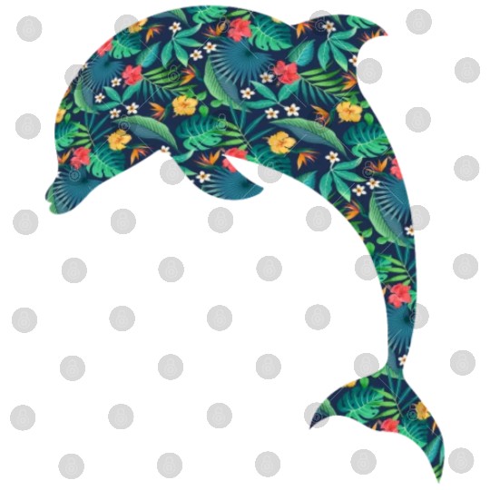 Dolphin Tropical Flower Floral Digital Files