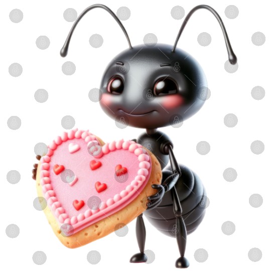 Ant With Heart Cookie Valentine's Day Greeting Digital Files