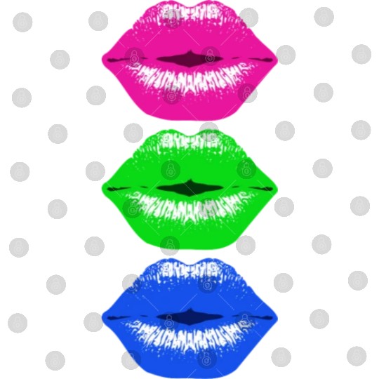 3 Kissing Lips Neon Colors Digital Files