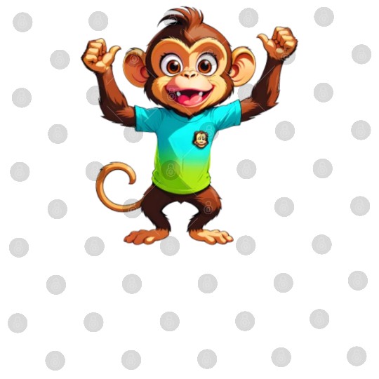 A Cartoonish Monkey in a Playful Pose Digital Files