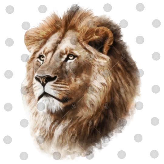 Majestic Lion Watercolor Painting Portrait Digital Files