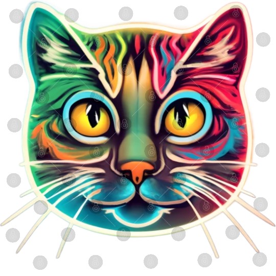 cat face neon design Digital Files