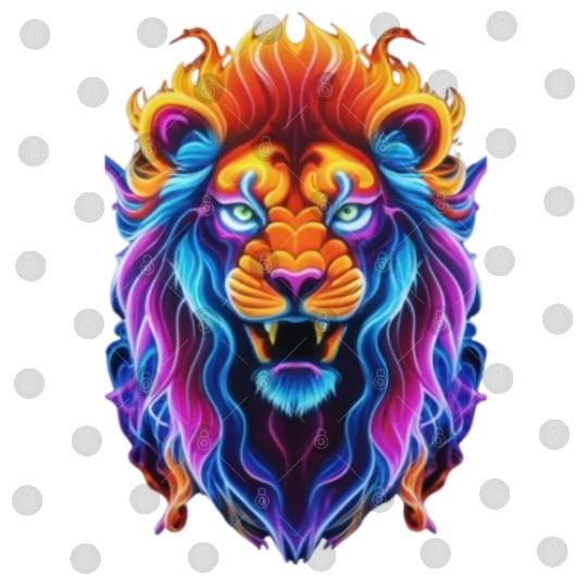 Roaring Spectrum: Colorful Lion Face Digital Files