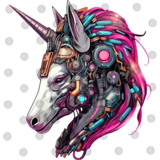 Cool Unicorn Cyborg Robot - Unique Portrait Design Digital Files