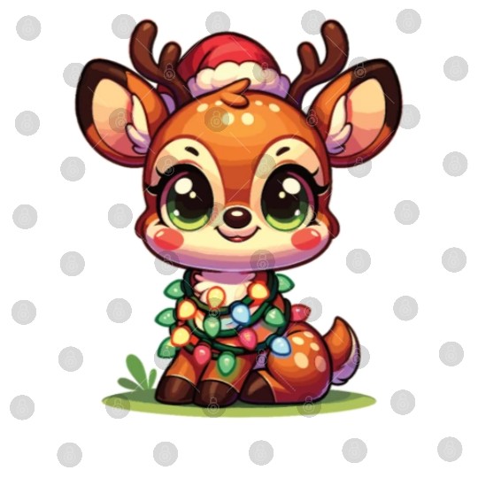 Christmas Fairy Lights Tufted Deer Digital Files