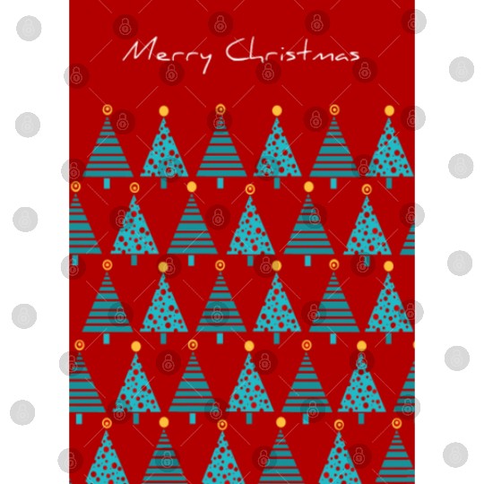 Merry Christmas Teal Christmas Trees on Red Digital Files