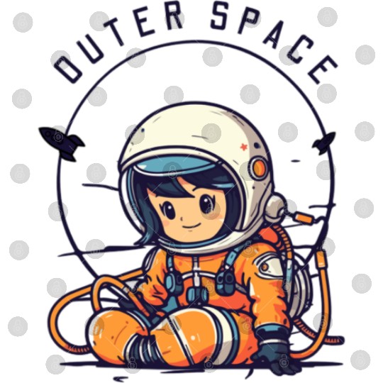 Orange and Black Astronaut Illustrative Outer Spac Digital Files