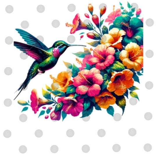 Hummingbird and Hibiscus Blossom Art Digital Files