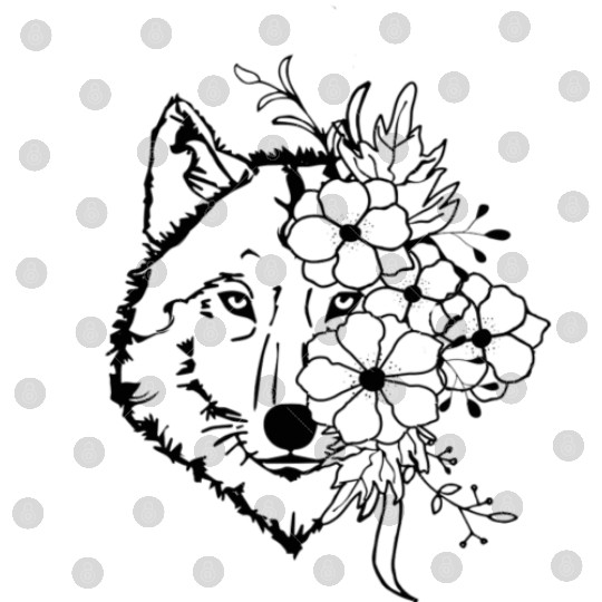 Floral Wolf Vintage Flowers Wolf Face for Wolves Digital Files