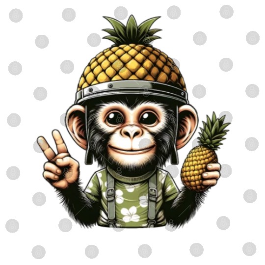 Friendly monkey in pineapple helmet Digital Files