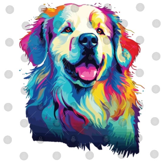 Watercolor Colorful Great Pyrenees Digital Files