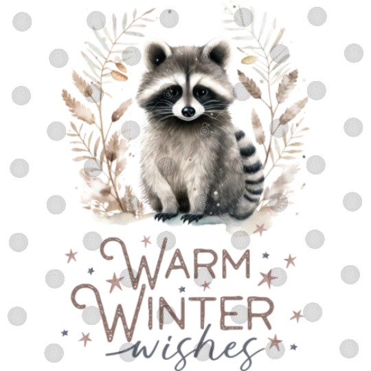 Cute Racoon Warm Winter Wishes Digital Files
