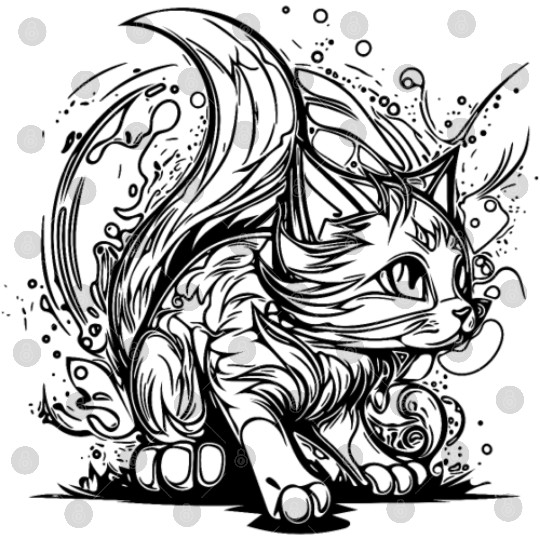 Cute Little Space Cat In Splash Style Digital Files