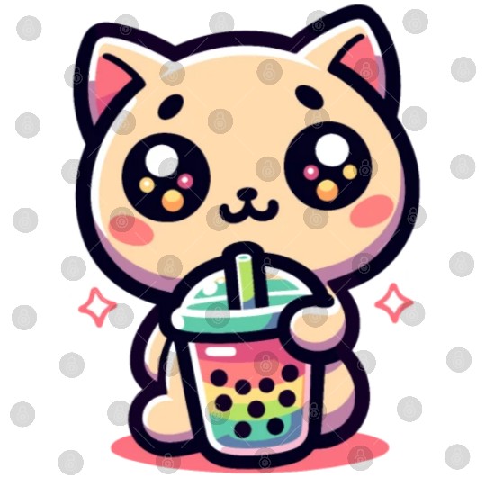 Cat Bubble Tea Boba Kawaii Digital Files
