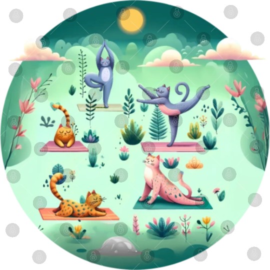 Serene zen cats doing yoga poses Digital Files