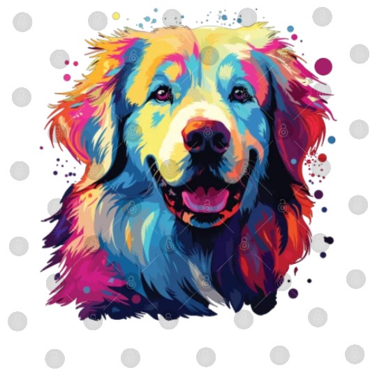 Watercolor Colorful Great Pyrenees Digital Files