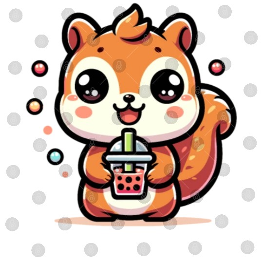 Kawaii Squirrel Bubble Tea Cute Animal Squirrel Digital Files