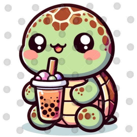 Kawaii Turtle Bubble Tea Lover Cute Sea Turtle Digital Files