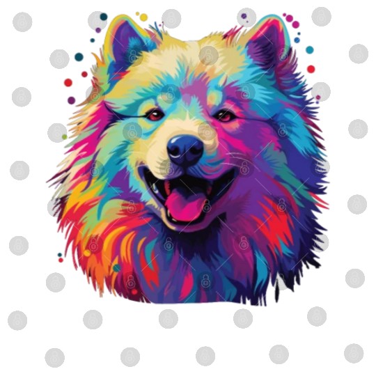Watercolor Colorful Samoyed Digital Files