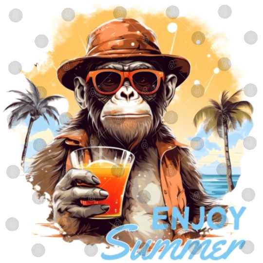 Cool Monkey With Drink Funny Animals Chimpanzee Digital Files