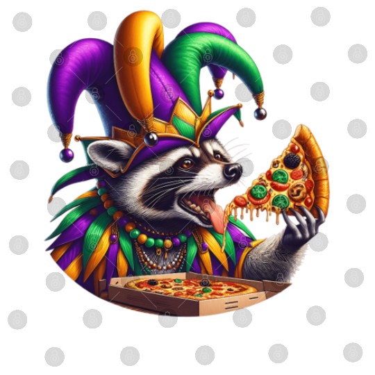 Mardi Gras raccoon with fool's hat Digital Files