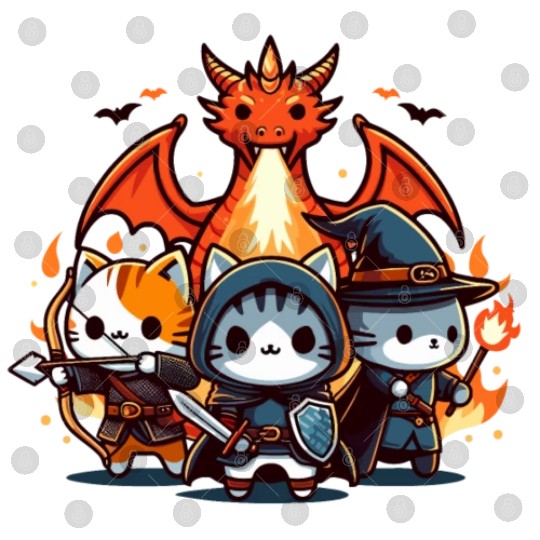 Cute Kawaii Cat RPG Fantasy Board Game Dragon Digital Files