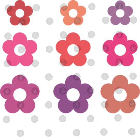 Large and small pink multi-colored flowers Digital Files
