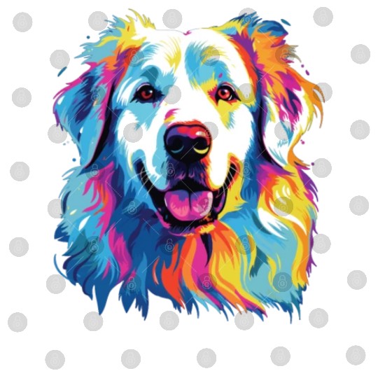 Watercolor Colorful Great Pyrenees Digital Files
