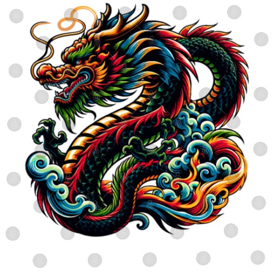 Colorful Chinese Dragon Artistic Design Digital Files