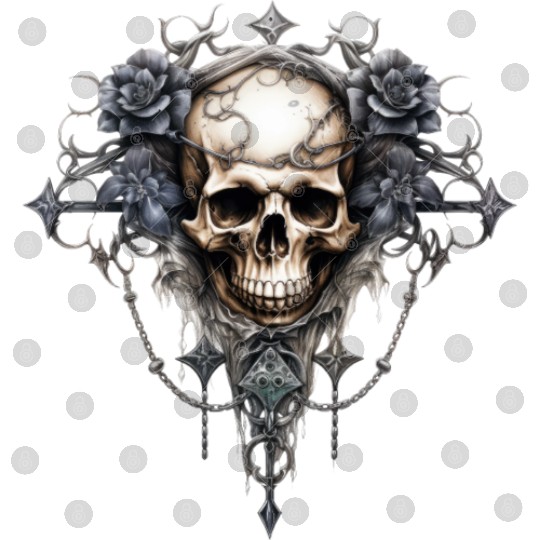 Gothic Art Print with Skull and Roses Digital Files