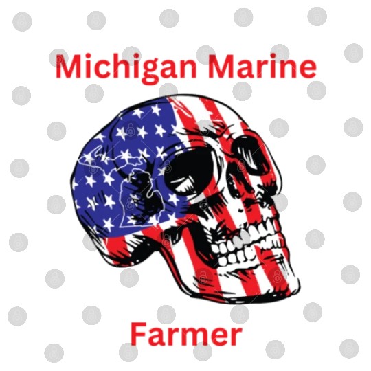 MichiganMarineFarmer with patriotic skull Digital Files