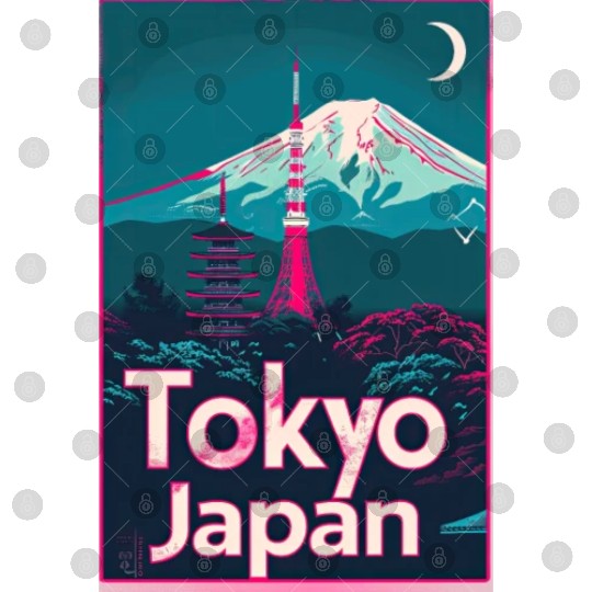 Vintage Style Tokyo Travel Poster Digital Files