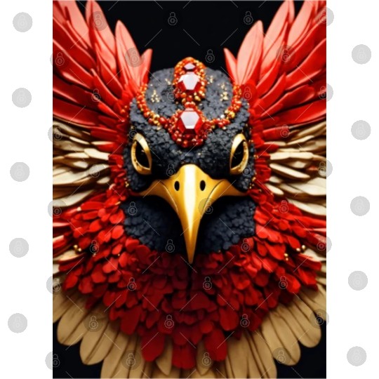 Realistic Anthropomorphic Red white and black humm Digital Files