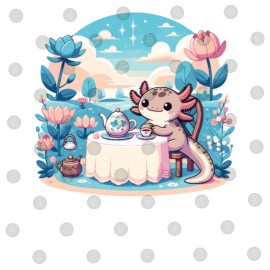 Kawaii Tea Party Pastel Axolotl Digital Files