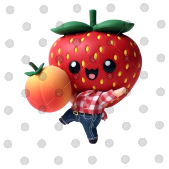 Dancing strawberry with peach Digital Files