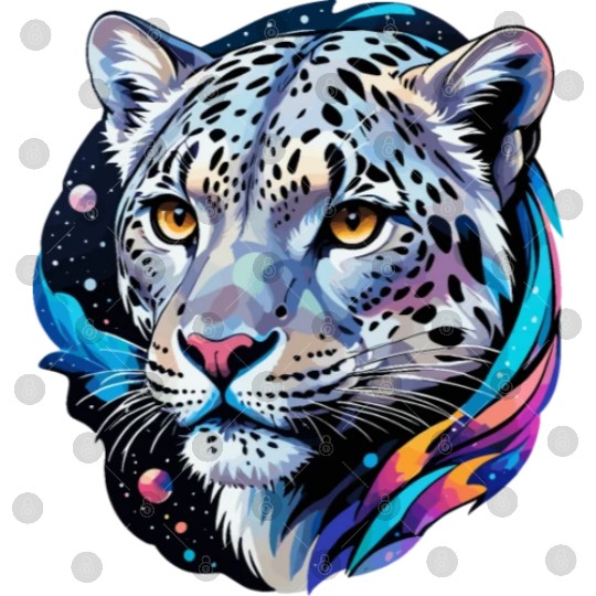 Cosmic Snow Leopard - Ethereal Animal Portrait Digital Files