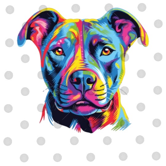 Watercolor Colorful American Pit Bull Terrier Digital Files