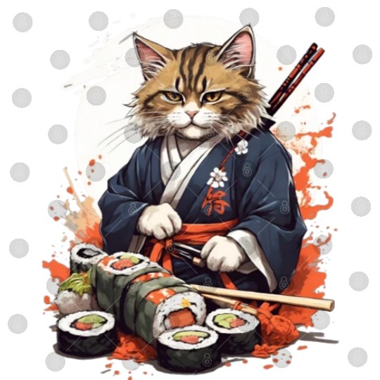 Cat Samurai Sushi Digital Files