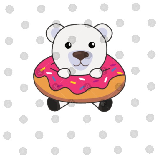 Cute Polar Bear Funny Animals In Donut Pink Digital Files