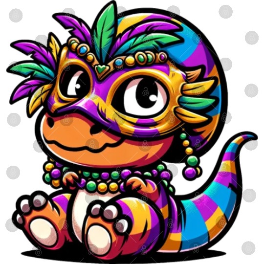 Mardi Gras Dino T-Rex: Carnival Mask and Beads Digital Files
