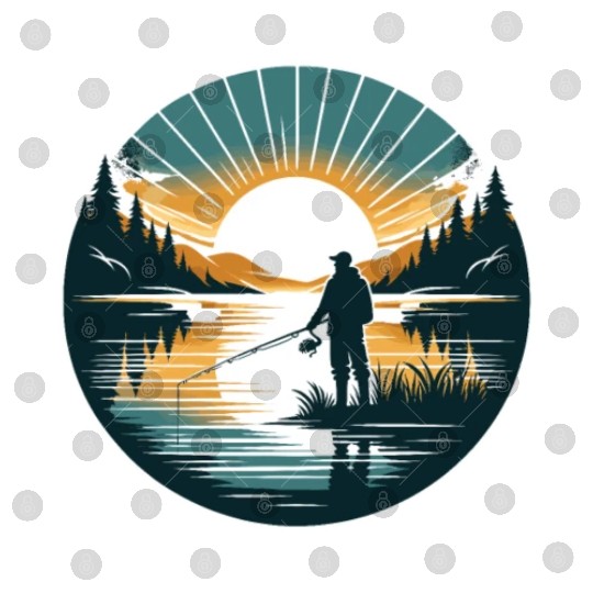 Serene Sunrise Fishing - Peaceful Morning Lake Digital Files