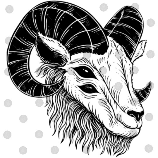 Dark Devil Goat Horn Head Digital Files