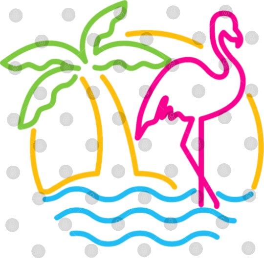 80s Vintage Miami Retro Neon Pink Flamingo Digital Files