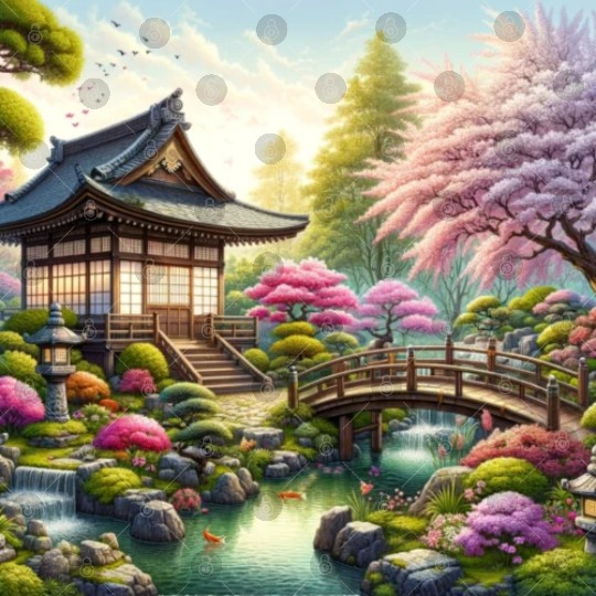 Spring Serenity in Japanese Garden Digital Files