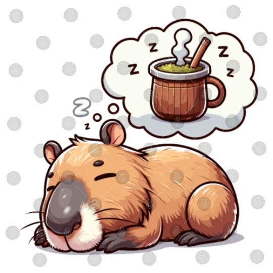Sweet Capybara Dreaming of Yerba Mate Digital Files