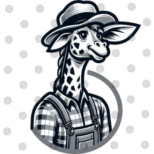 Cute Giraffe Farmer Digital Files
