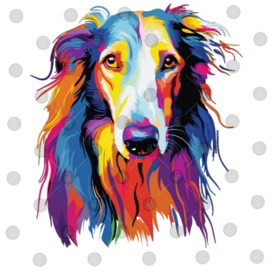 Watercolor Colorful Russian Greyhound Digital Files